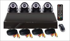 Surveillance Camera Kit: 4CH DVR and 4 Dome Cameras